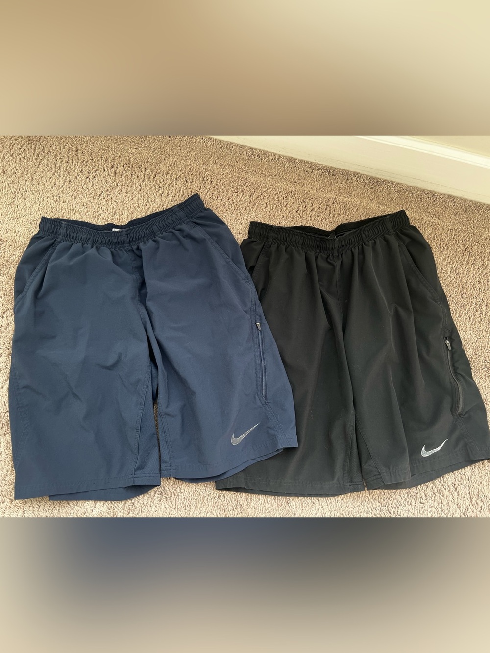 Nike Mens Athletic Shorts in Navy and Black – Swoosh Detail